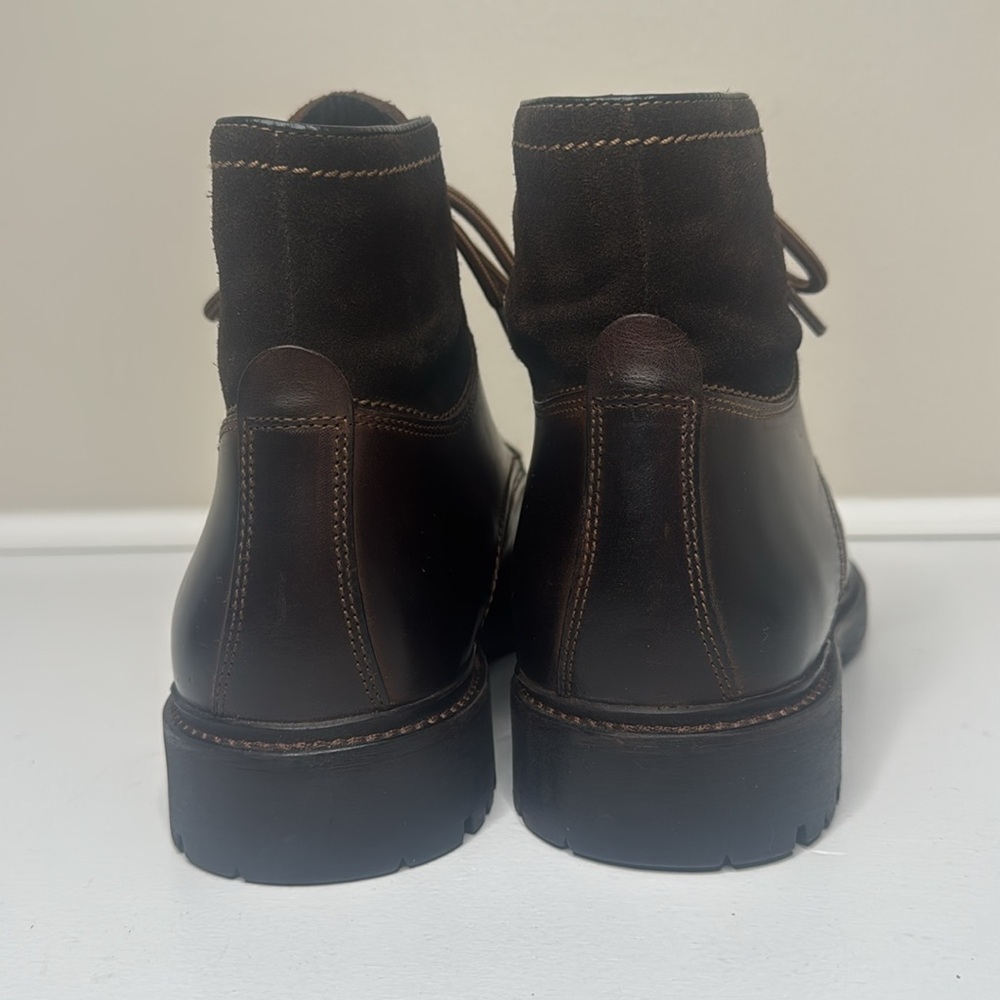 Johnston & Murphy Brown Leather Lace/Speed Hook Suede Ankle Lug Sole Boots 12M - Picture 5 of 10